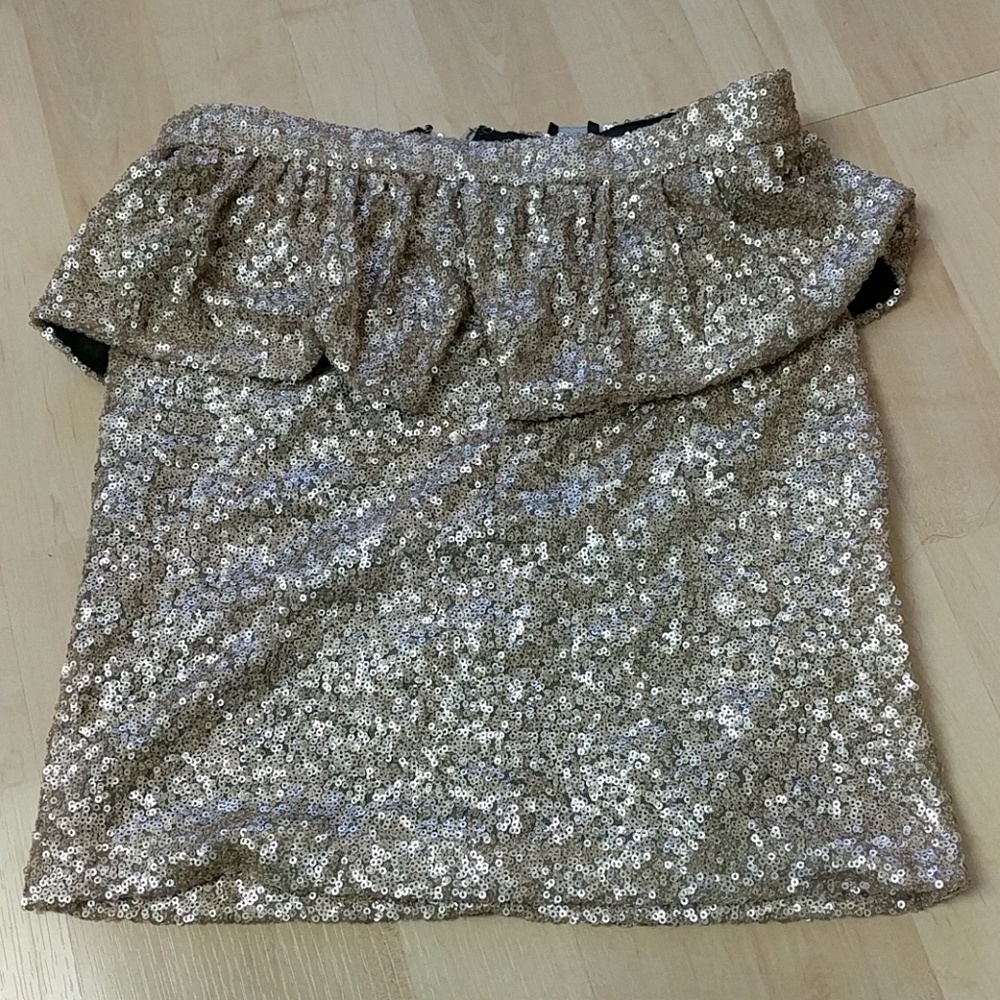 ASOS gold sequins peplum skirt